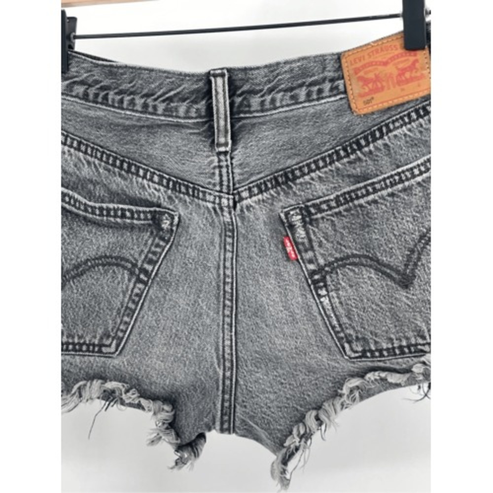 Levi's 501 Denim Shorts Cutoff Women Size 28 Black Jean - Picture 7 of 12